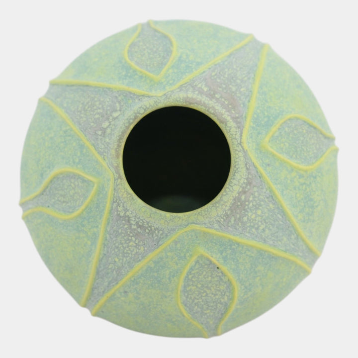 Jemerick Studio Pottery Hand Made Arts And Crafts Matte Green Yellow Bud Vase - Just Art Pottery