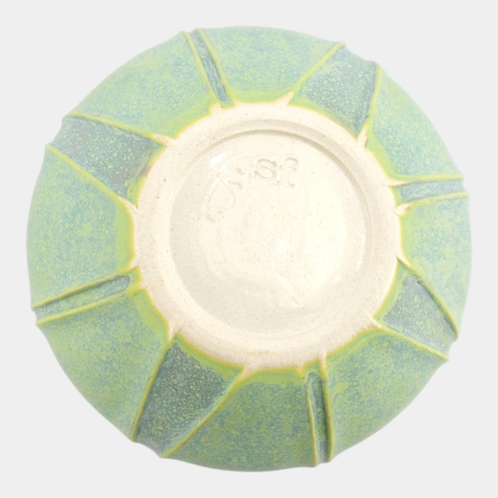 Jemerick Studio Pottery Hand Made Arts And Crafts Matte Green Yellow Bud Vase - Just Art Pottery