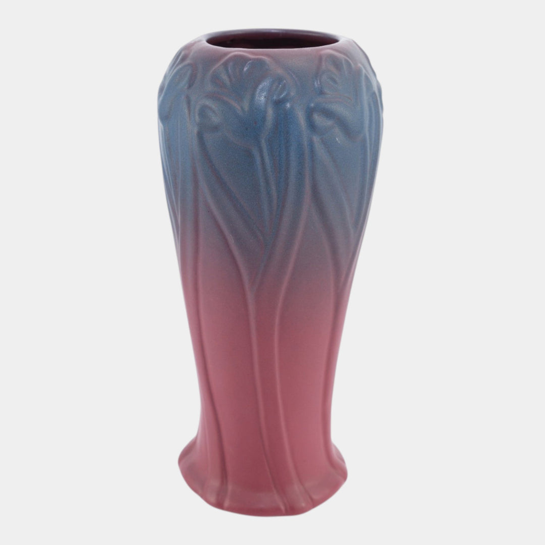 Van Briggle Late Teens Arts And Crafts Pottery Mulberry Flowers Leaves Vase 503 - Just Art Pottery