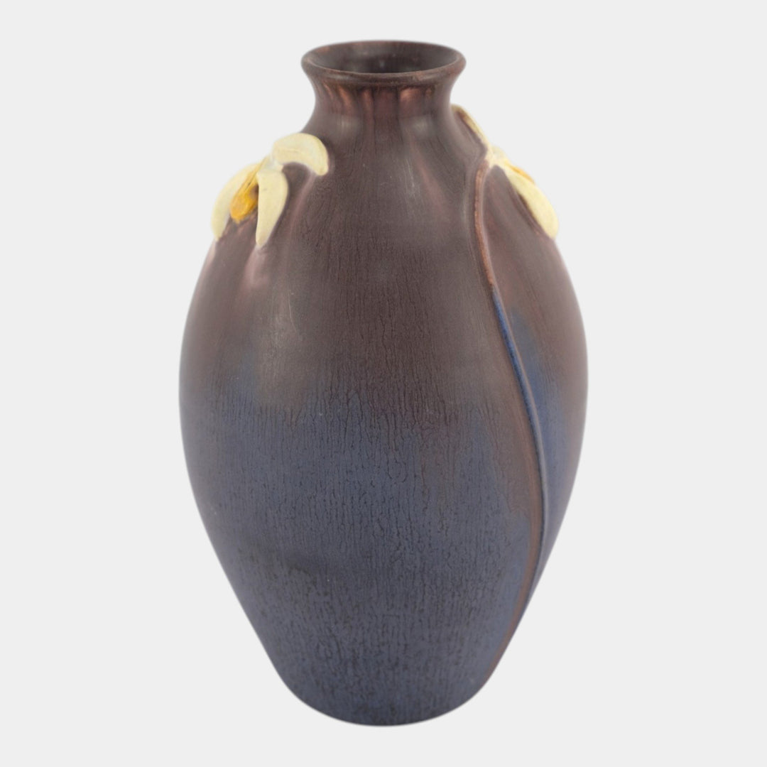 Ephraim Faience 2003 Arts And Crafts Pottery Plum Snowdrop Ceramic Vase 114 - Just Art Pottery