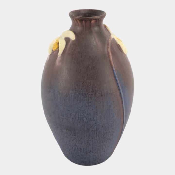 Ephraim Faience 2003 Arts And Crafts Pottery Plum Snowdrop Ceramic Vase 114 - Just Art Pottery