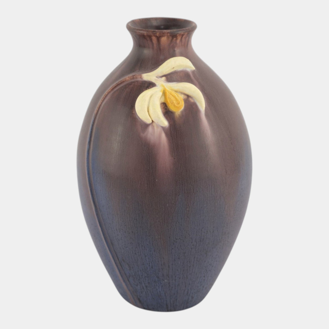 Ephraim Faience 2003 Arts And Crafts Pottery Plum Snowdrop Ceramic Vase 114 - Just Art Pottery