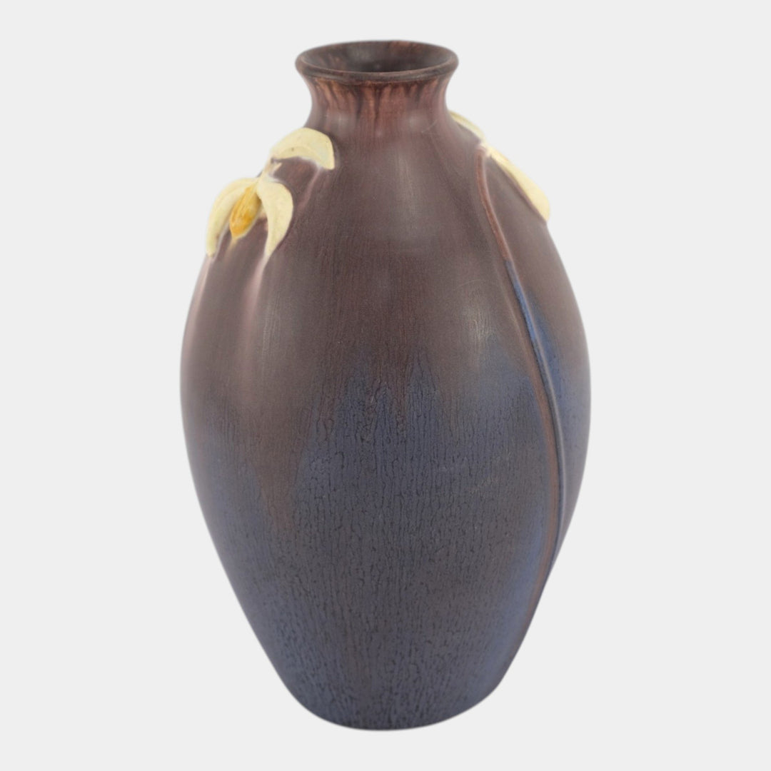 Ephraim Faience 2003 Arts And Crafts Pottery Plum Snowdrop Ceramic Vase 114 - Just Art Pottery