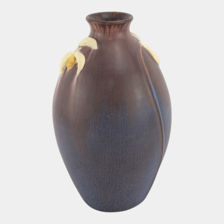 Ephraim Faience 2003 Arts And Crafts Pottery Plum Snowdrop Ceramic Vase 114 - Just Art Pottery