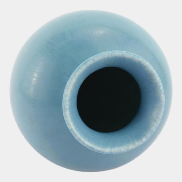 Rookwood 1921 Vintage Art Pottery Mottled Blue Ceramic Vase 605 - Just Art Pottery