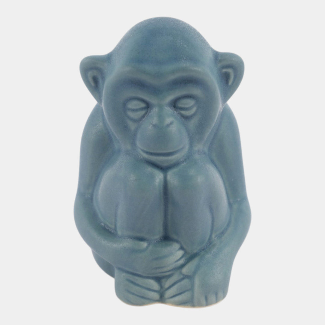 Rookwood 2021 Art Pottery Blue Shiri Monkey Ceramic Paperweight Figurine 6084 - Just Art Pottery