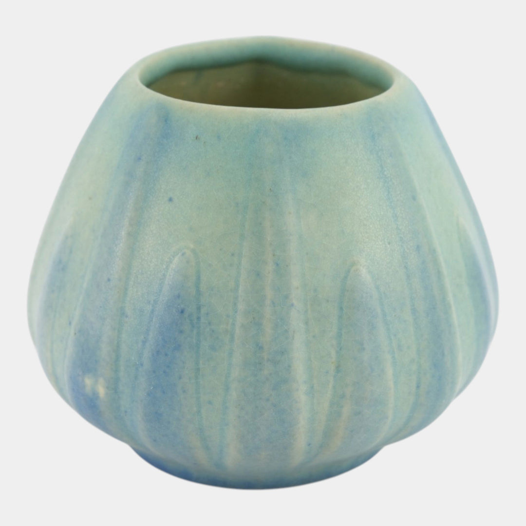 Van Briggle 1922-26 Vintage Arts And Crafts Pottery Blue Yucca Leaf Ceramic Vase - Just Art Pottery