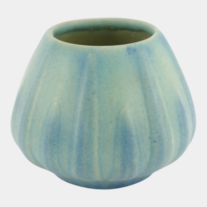 Van Briggle 1922-26 Vintage Arts And Crafts Pottery Blue Yucca Leaf Ceramic Vase - Just Art Pottery