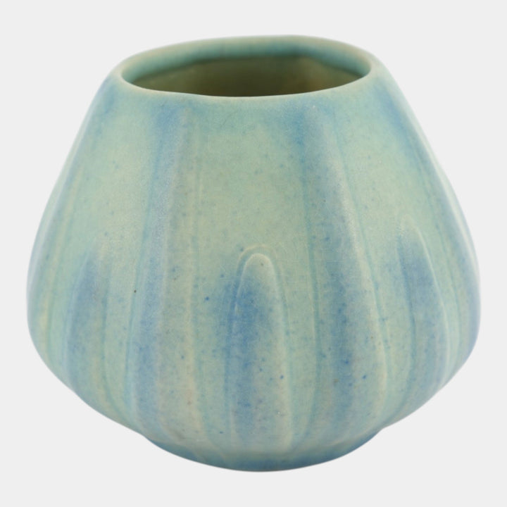 Van Briggle 1922-26 Vintage Arts And Crafts Pottery Blue Yucca Leaf Ceramic Vase - Just Art Pottery