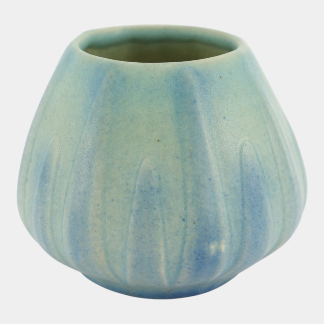 Van Briggle 1922-26 Vintage Arts And Crafts Pottery Blue Yucca Leaf Ceramic Vase - Just Art Pottery