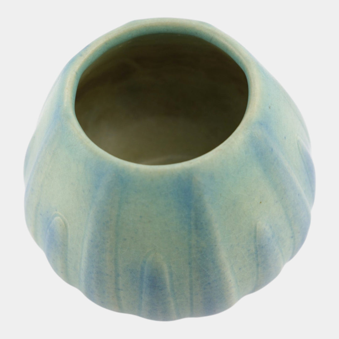 Van Briggle 1922-26 Vintage Arts And Crafts Pottery Blue Yucca Leaf Ceramic Vase - Just Art Pottery