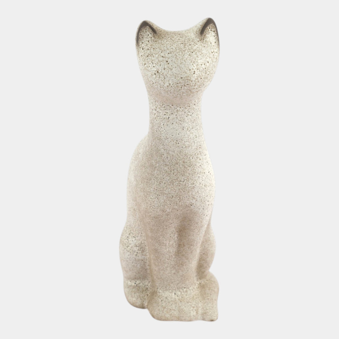 Howard Pierce Mid Century Modern Pottery Tall Gray Textured Ceramic Cat Figurine - Just Art Pottery