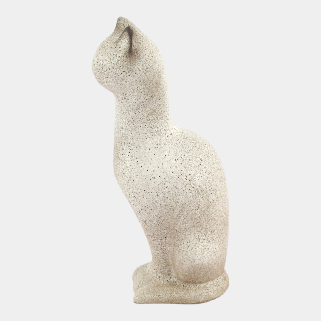 Howard Pierce Mid Century Modern Pottery Tall Gray Textured Ceramic Cat Figurine - Just Art Pottery