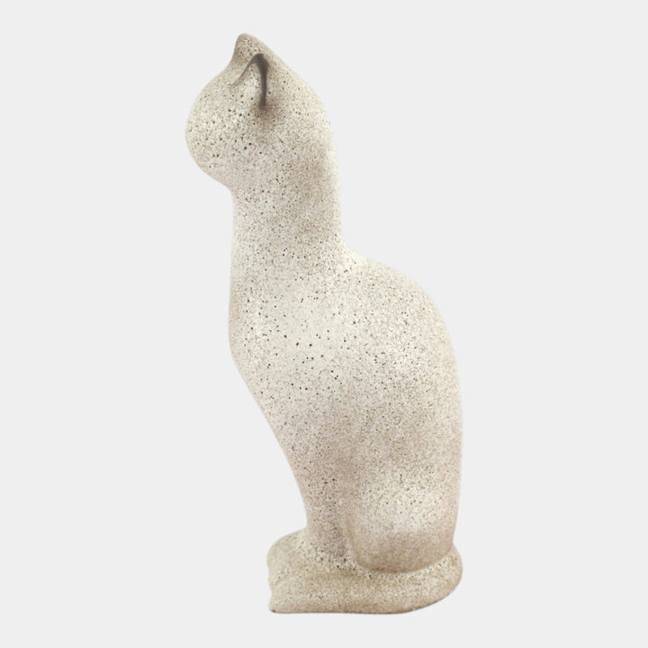 Howard Pierce Mid Century Modern Pottery Tall Gray Textured Ceramic Cat Figurine - Just Art Pottery