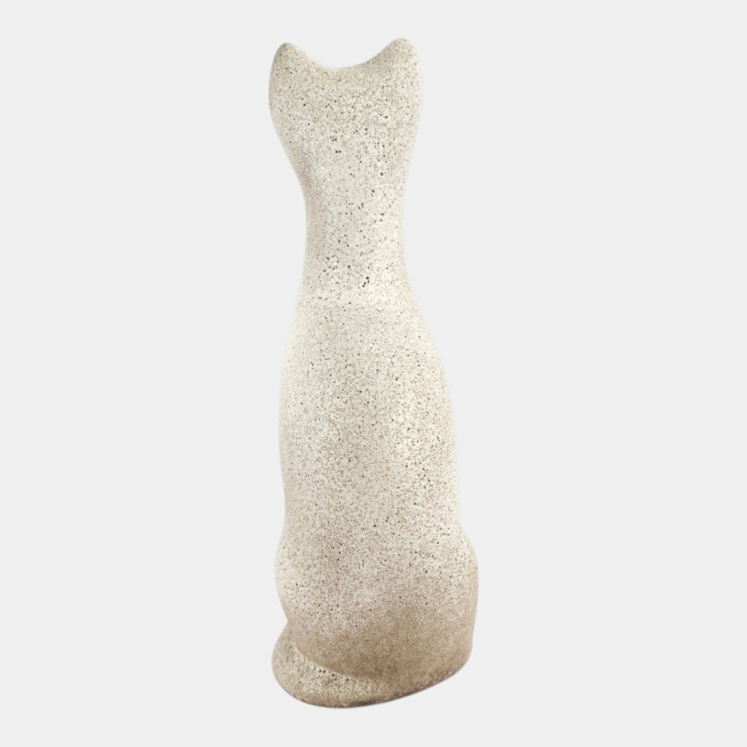 Howard Pierce Mid Century Modern Pottery Tall Gray Textured Ceramic Cat Figurine - Just Art Pottery