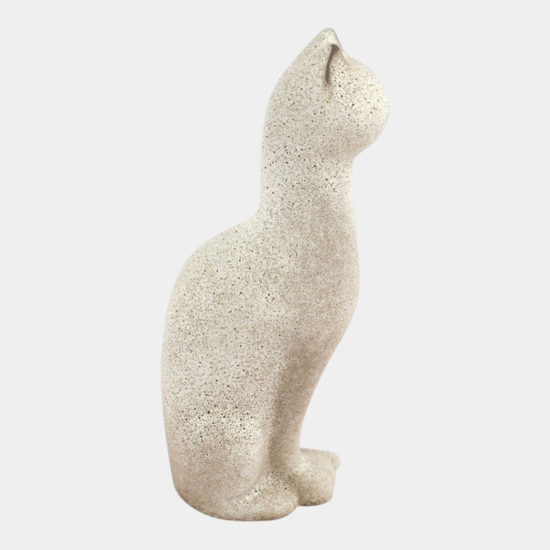 Howard Pierce Mid Century Modern Pottery Tall Gray Textured Ceramic Cat Figurine - Just Art Pottery