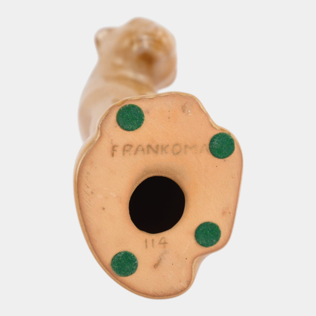 Frankoma 1940s Vintage Pottery Brown Ceramic Seated Puma Panther Figurine 114 - Just Art Pottery