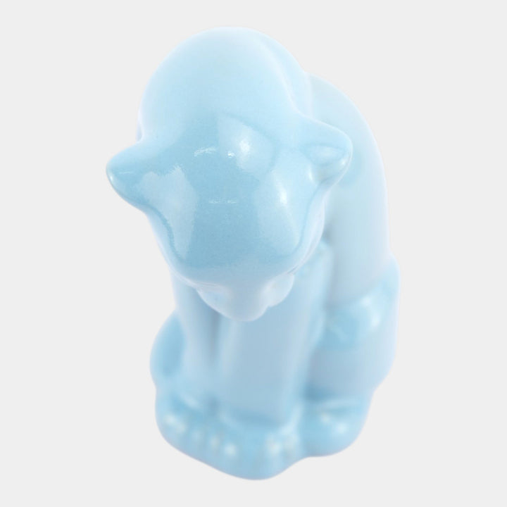 Frankoma 1940s Vintage Art Pottery Blue Ceramic Seated Puma Figurine 114 - Just Art Pottery