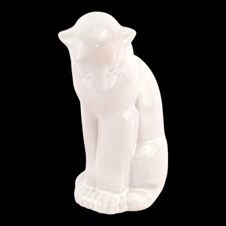 Frankoma 1940s Vintage Art Pottery White Ceramic Seated Puma Figurine 114 - Just Art Pottery