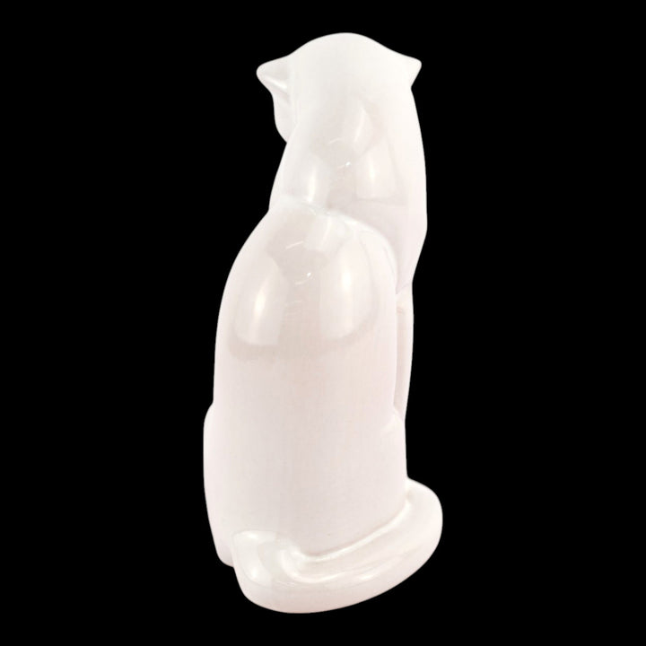 Frankoma 1940s Vintage Art Pottery White Ceramic Seated Puma Figurine 114 - Just Art Pottery