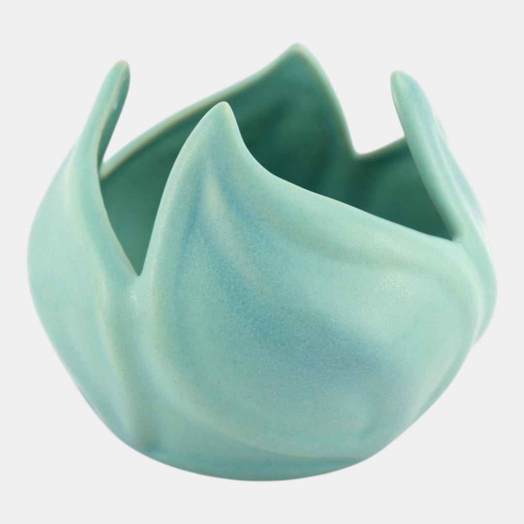 Van Briggle Vintage Art Pottery Ming Blue Tulip Flower Form Ceramic Vase - Just Art Pottery