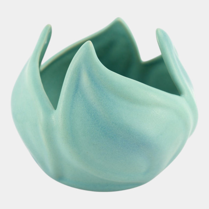 Van Briggle Vintage Art Pottery Ming Blue Tulip Flower Form Ceramic Vase - Just Art Pottery