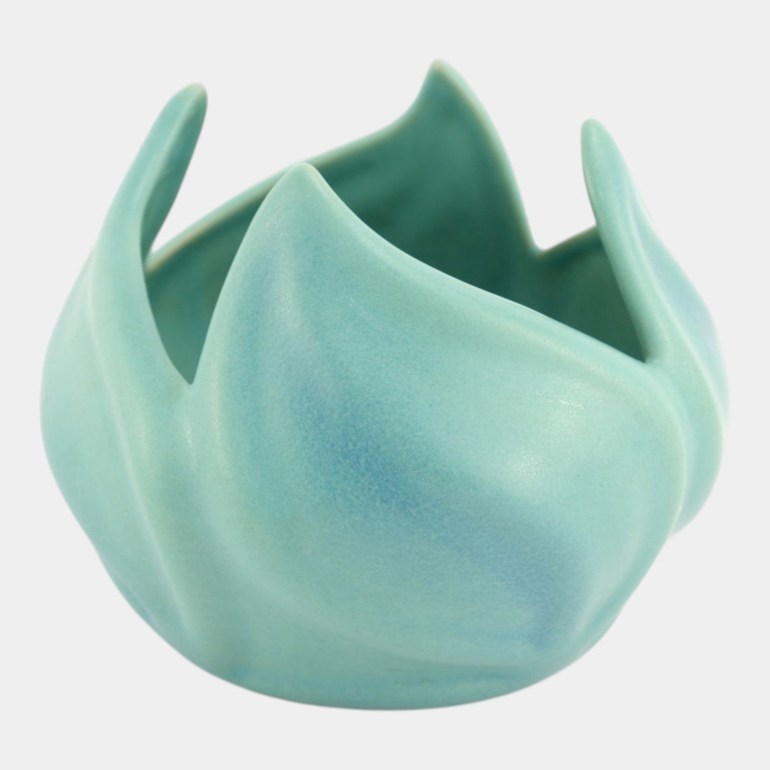 Van Briggle Vintage Art Pottery Ming Blue Tulip Flower Form Ceramic Vase - Just Art Pottery