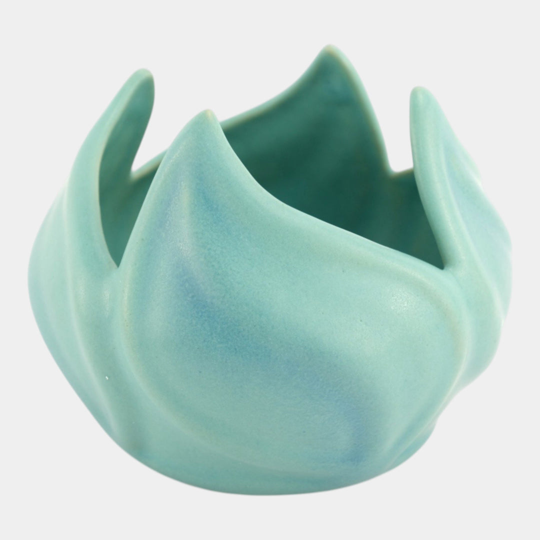 Van Briggle Vintage Art Pottery Ming Blue Tulip Flower Form Ceramic Vase - Just Art Pottery