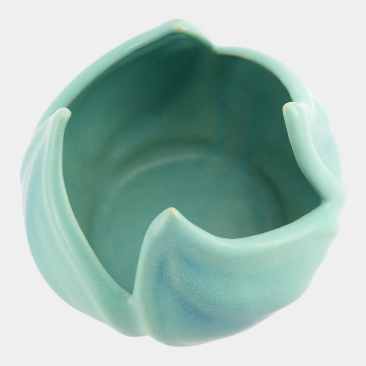 Van Briggle Vintage Art Pottery Ming Blue Tulip Flower Form Ceramic Vase - Just Art Pottery
