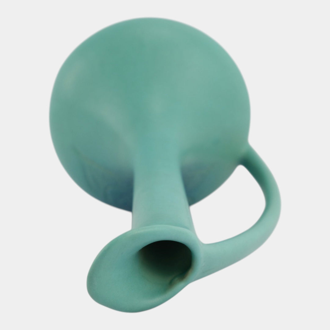 Van Briggle Art Pottery Tall Turquoise Hard Carved Floral Ceramic Ewer - Just Art Pottery