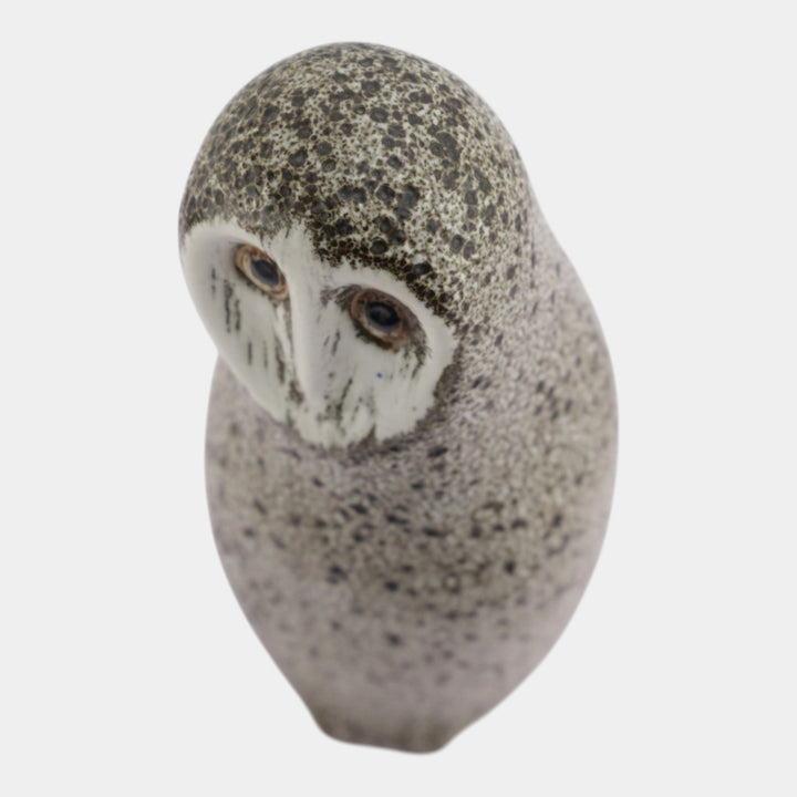 Pigeon Forge Tennessee Art Pottery Mottled Grey Brown Owl Figurine Ferguson - Just Art Pottery