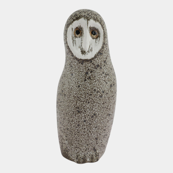 Pigeon Forge Tennessee Art Pottery Mottled Grey Brown Owl Figurine Ferguson - Just Art Pottery