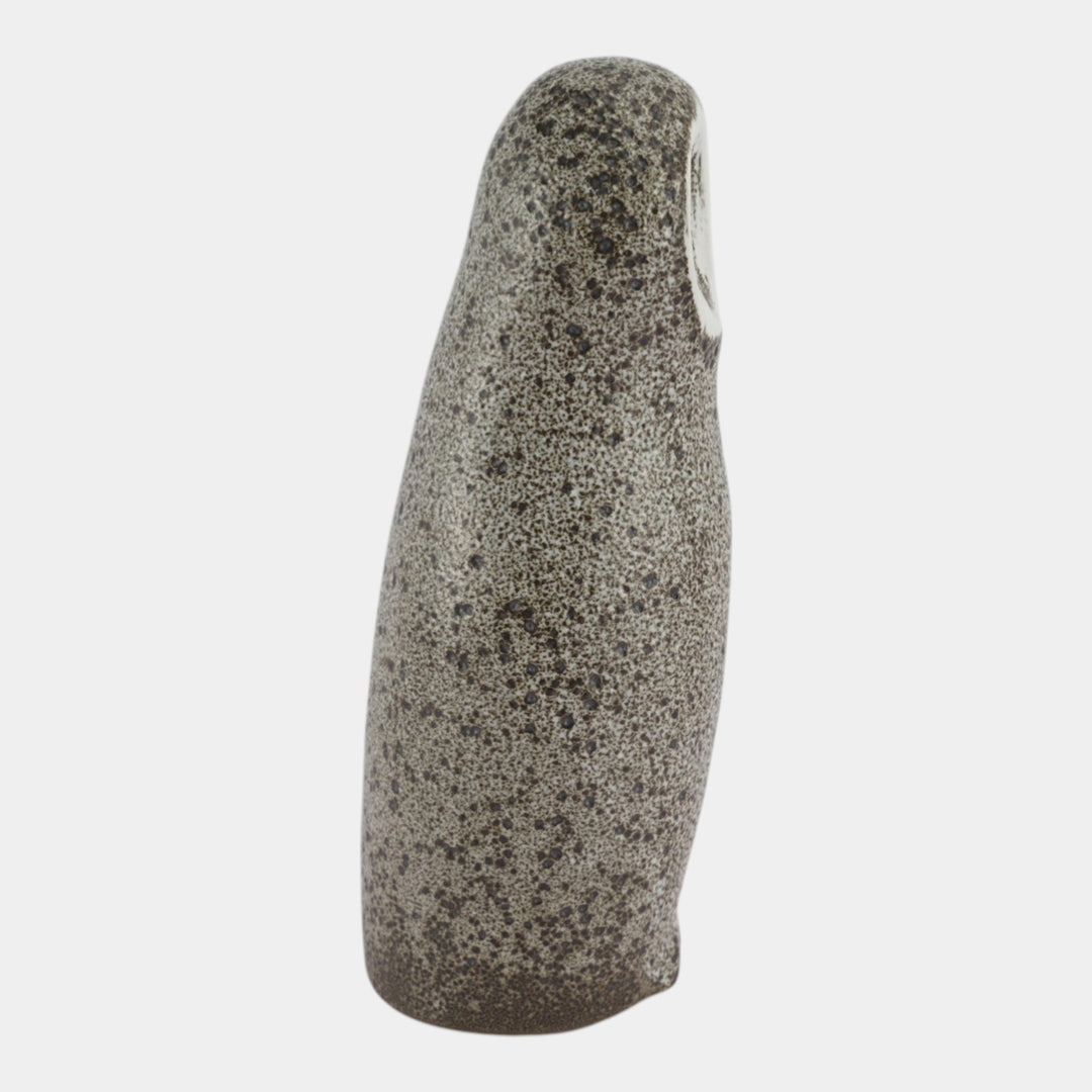 Pigeon Forge Tennessee Art Pottery Mottled Grey Brown Owl Figurine Ferguson - Just Art Pottery