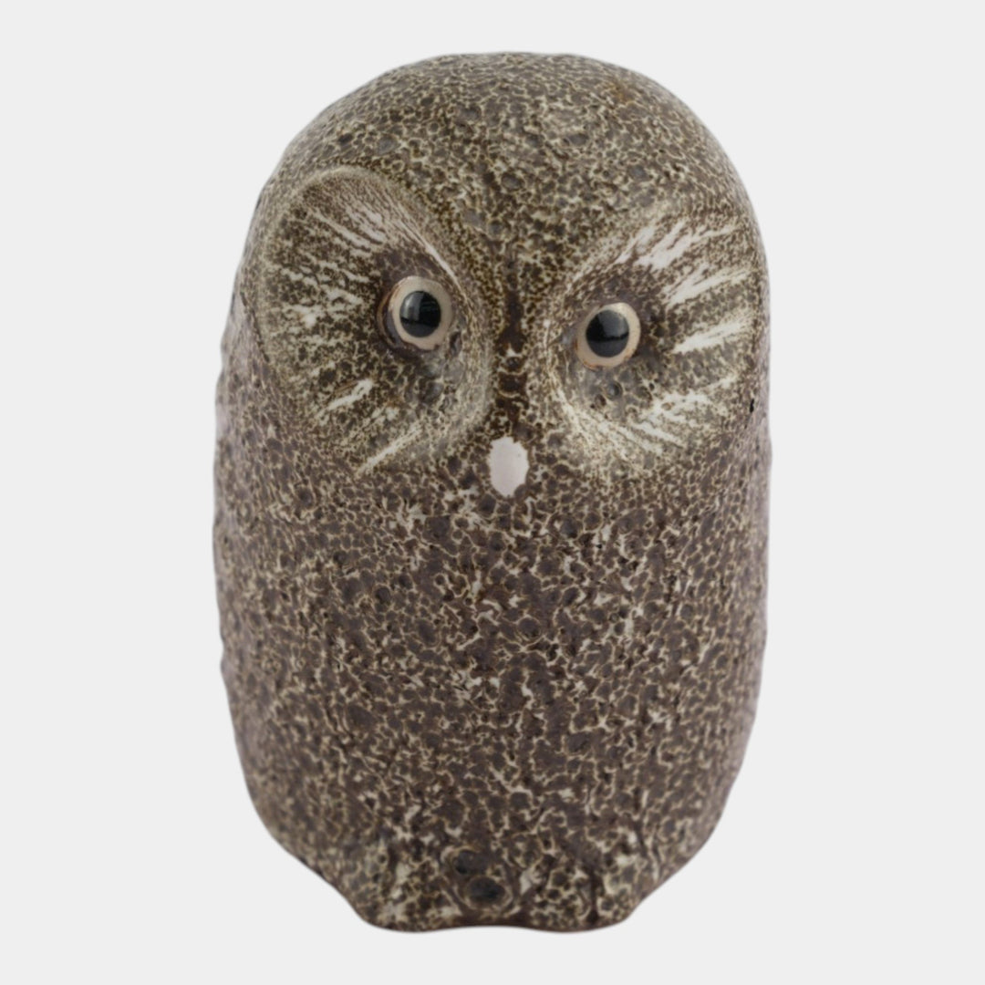 Pigeon Forge Tennessee Vintage Art Pottery Brown White Mottled Owl Figurine - Just Art Pottery