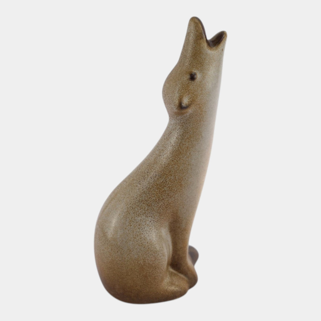 Howard Pierce Mid Century Modern Pottery Brown Ceramic Howling Coyote Figurine - Just Art Pottery