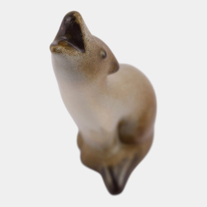 Howard Pierce Mid Century Modern Pottery Brown Ceramic Howling Coyote Figurine - Just Art Pottery
