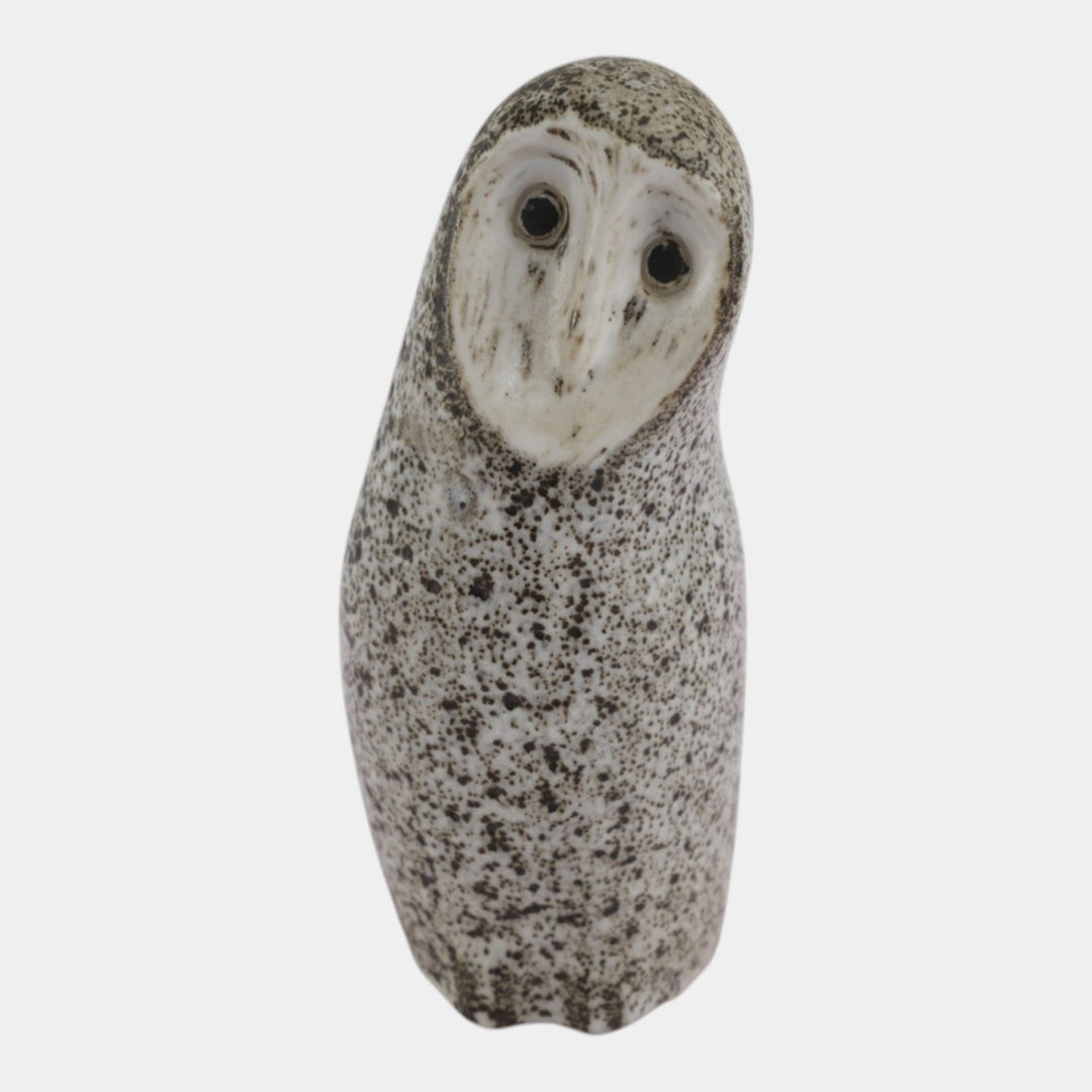 Pigeon Forge Tennessee Art Pottery Mottled Grey Brown Owl Figurine Ferguson - Just Art Pottery