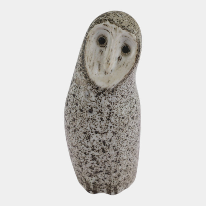 Pigeon Forge Tennessee Art Pottery Mottled Grey Brown Owl Figurine Ferguson - Just Art Pottery