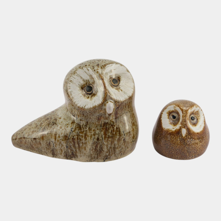 Pigeon Forge Tennesee Art Pottery Mid Century Modern Speckled Owl Figurines - Just Art Pottery