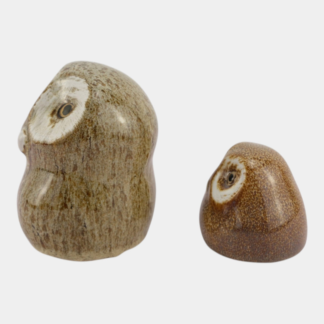 Pigeon Forge Tennesee Art Pottery Mid Century Modern Speckled Owl Figurines - Just Art Pottery