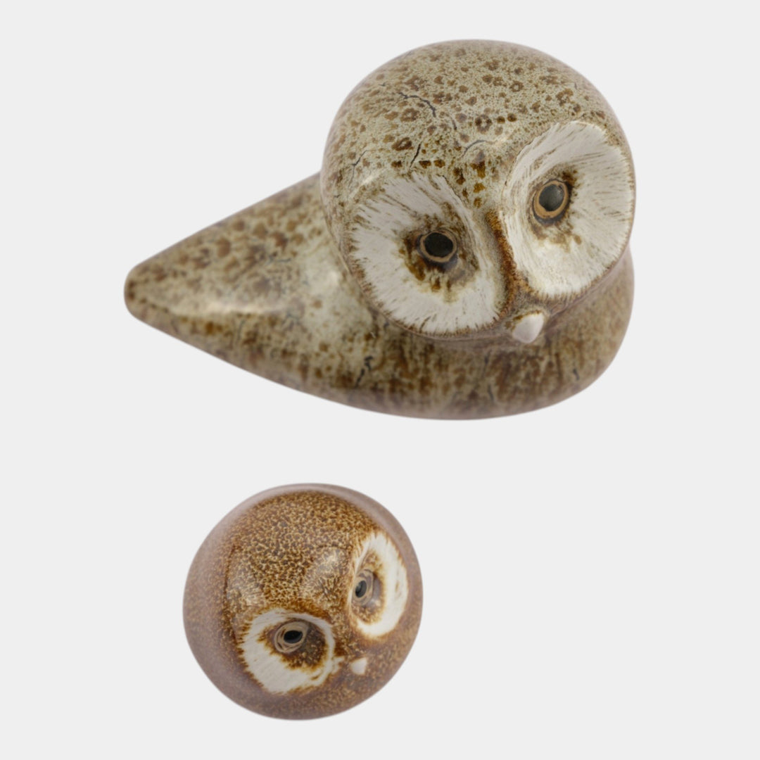Pigeon Forge Tennesee Art Pottery Mid Century Modern Speckled Owl Figurines - Just Art Pottery