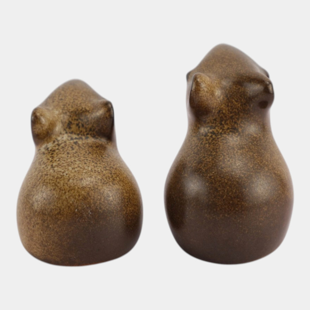 Howard Pierce 1960s Mid Century Modern Art Pottery Brown Mice Figurines - Just Art Pottery