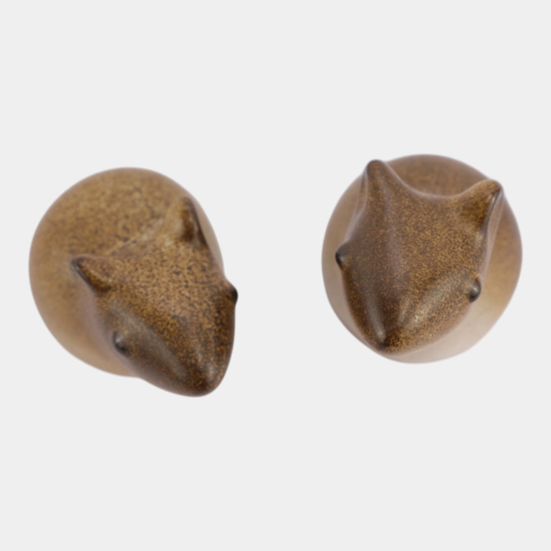 Howard Pierce 1960s Mid Century Modern Art Pottery Brown Mice Figurines - Just Art Pottery
