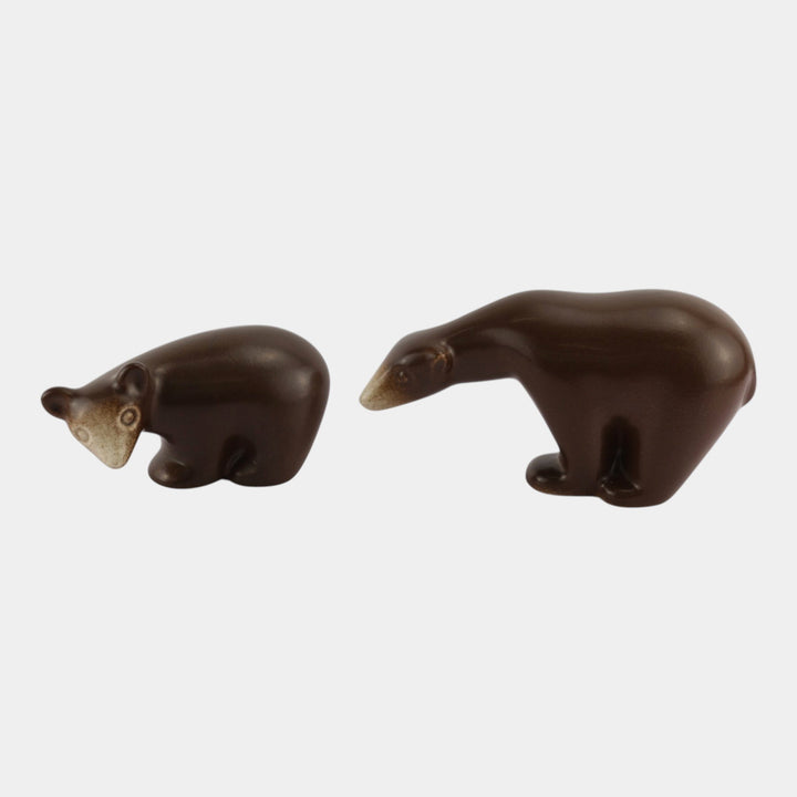 Howard Pierce 1960s Mid Century Modern Pottery Brown Polar Bear Figurines - Just Art Pottery