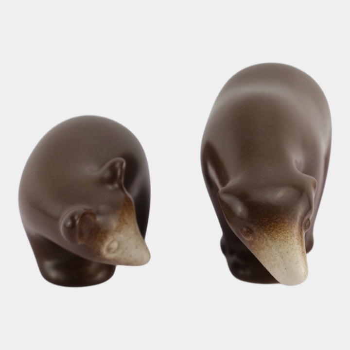 Howard Pierce 1960s Mid Century Modern Pottery Brown Polar Bear Figurines - Just Art Pottery