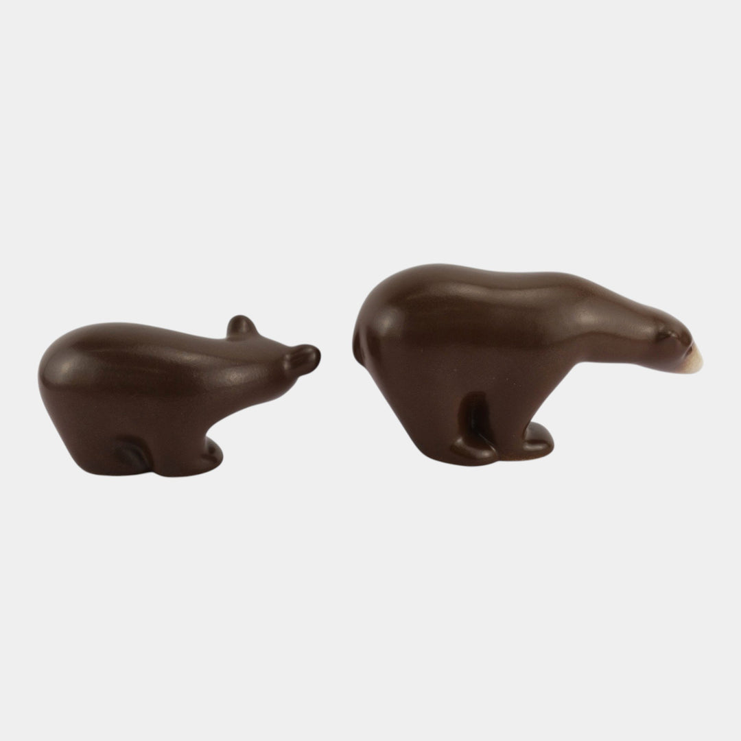 Howard Pierce 1960s Mid Century Modern Pottery Brown Polar Bear Figurines - Just Art Pottery