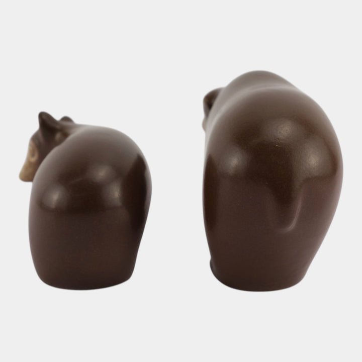 Howard Pierce 1960s Mid Century Modern Pottery Brown Polar Bear Figurines - Just Art Pottery