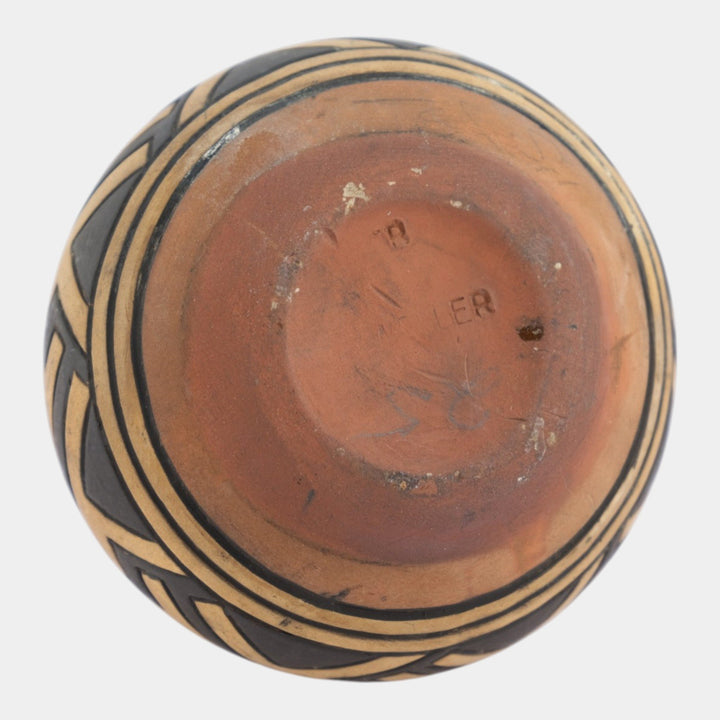 Weller Souevo 1910s Vintage Art Pottery Hand Carved Native American Design Vase