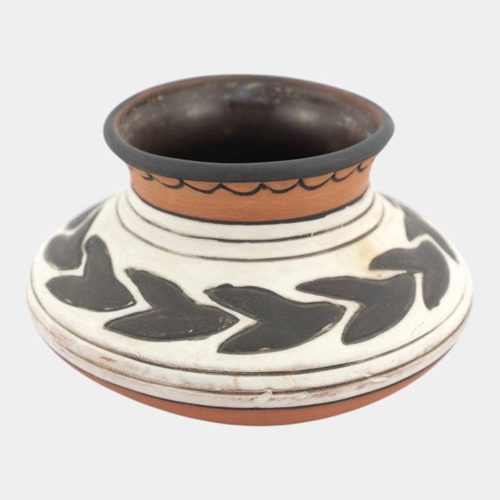 Weller Souevo 1910s Vintage Art Pottery Hand Carved Native American Design Vase