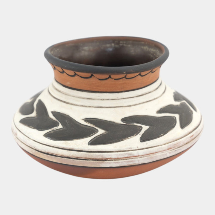 Weller Souevo 1910s Vintage Art Pottery Hand Carved Native American Design Vase